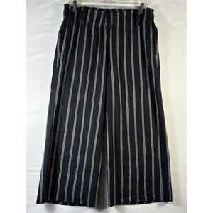 J Jill Pants Women  Black White Stripe Linen Stretch Cropped Wide Leg Small Pet